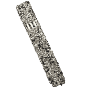 Mezuzá de Vidrio con Detalles Plata y Negro