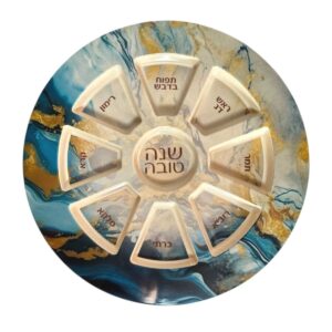 Keara Melamina  Rosh Hashana : Judaica Celeste Marmoleado Azul Y Dorado