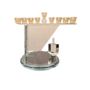 Januca: Januquilla Cristal Con Base Y Dreidel Movible