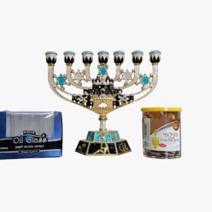 Menorah Signos, Vasos Y Flotadores, Set 3 Piezas