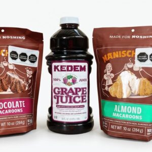 Set Para Pesaj Jugo Kedem (1.89L) y Dos Packs De Macarrones de (280g) Almendra y Chocolate; Pesaj